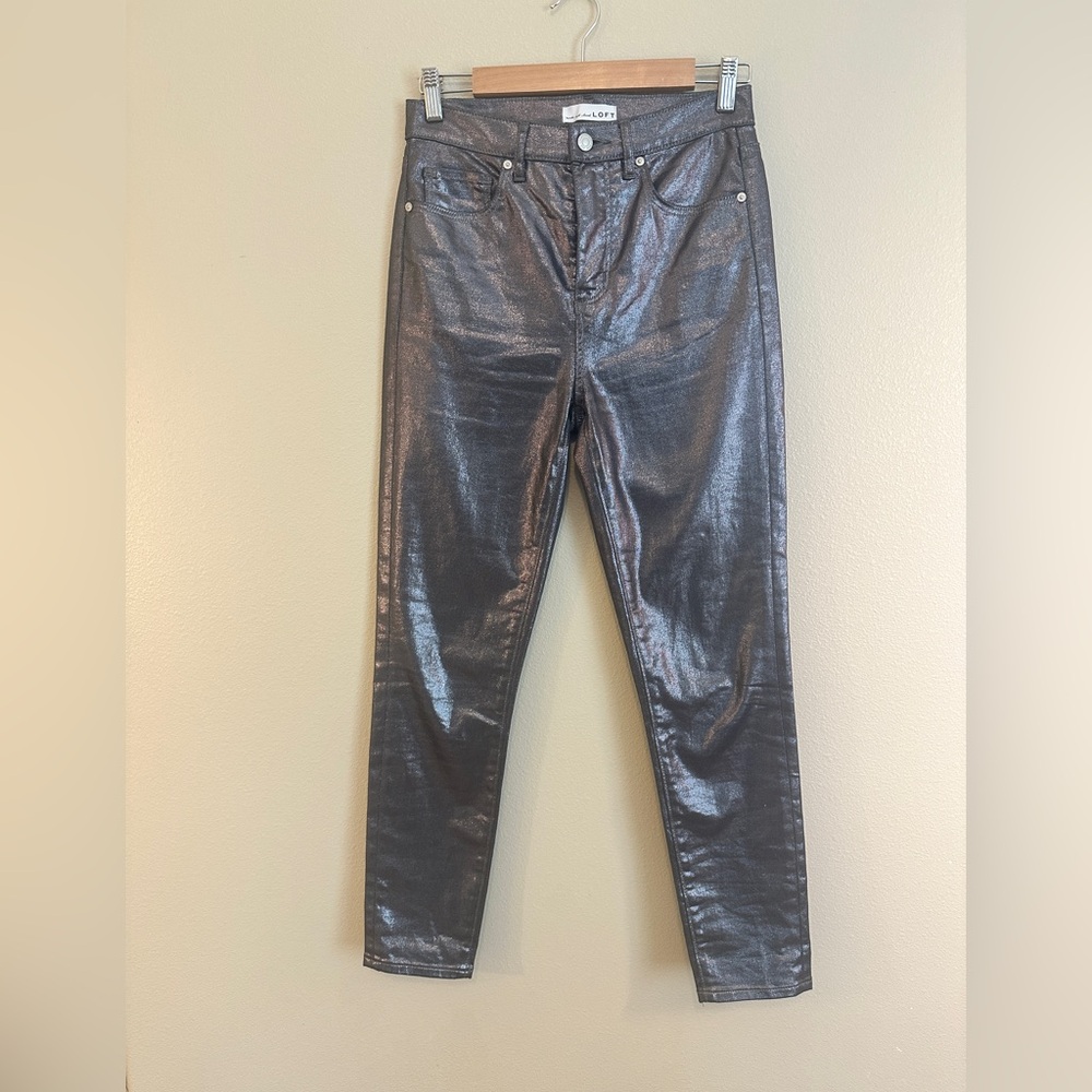 Made and Loved Loft, Black/Silver Skinny Jeans Size 26/2 RN # 140923